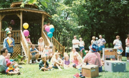 Clowns entertaining the kids